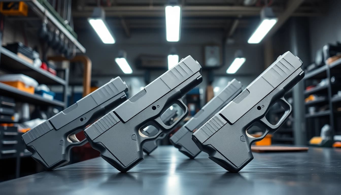 Examine Glock 17 slides showcasing precision design and quality craftsmanship.