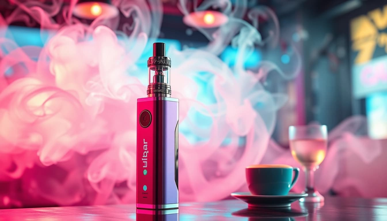Elfbar zeigt einzigartiges Design und lebendige Farben in einem modernen Kaffeestil.