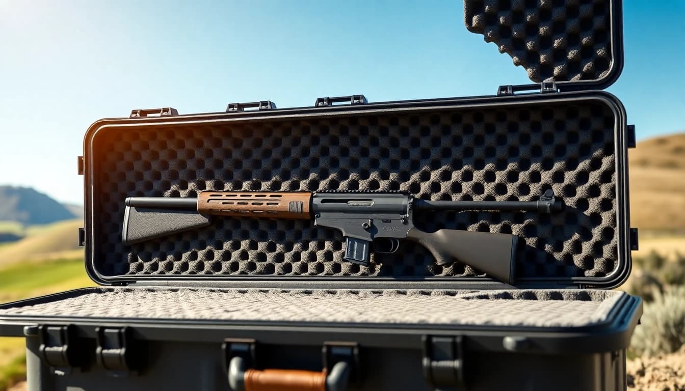 Showcasing foam for rifle case with custom inserts for secure firearm storage.