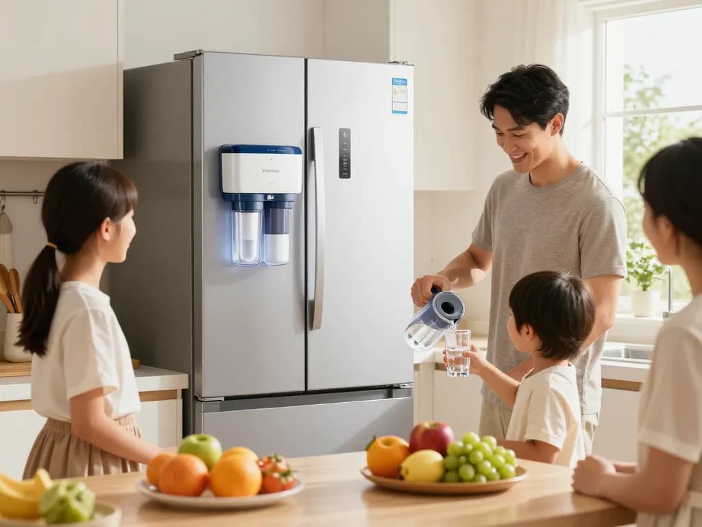 Waterdrop UKF8001 Refrigerator Water Filter 4 providing clean drinking water in a family kitchen