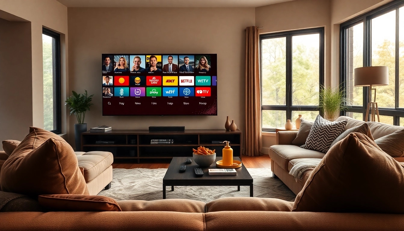 Experience iron iptv with a modern living room setup that showcases diverse channels.
