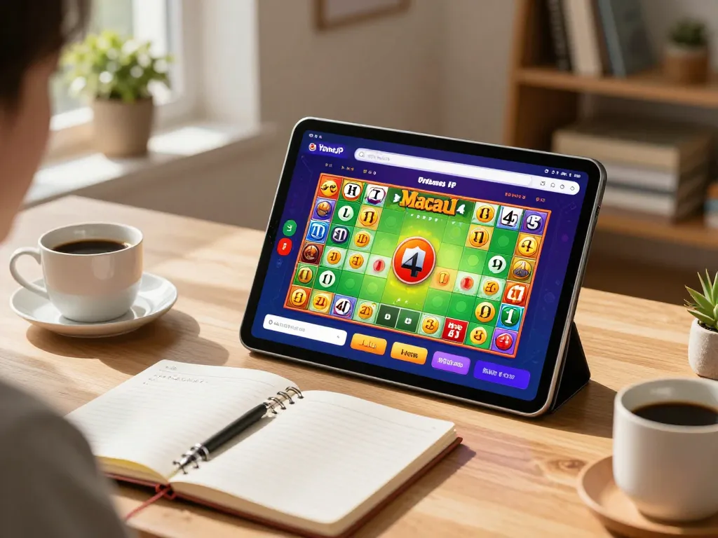 Engaging with YowesJP online, a player places Toto Macau 4D bets from a cozy home setup.