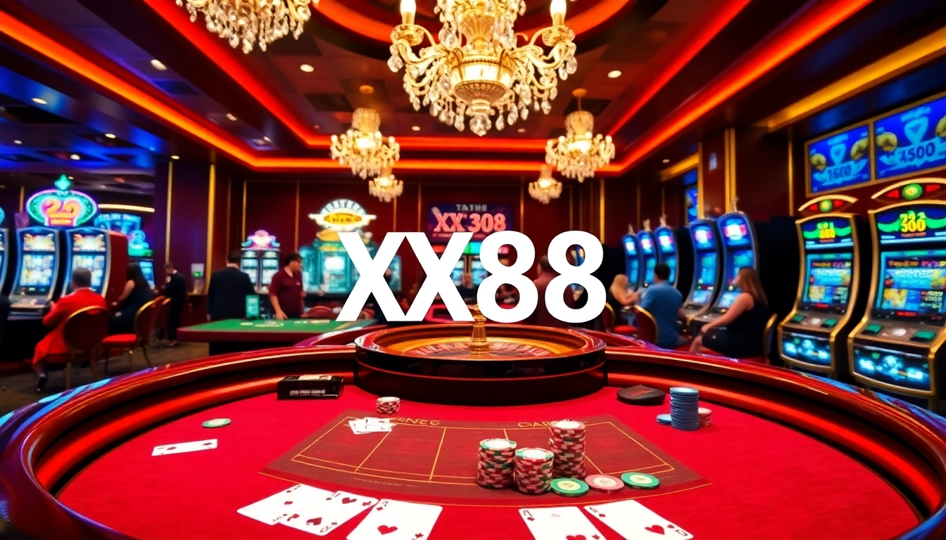 Experience the luxury of Baccarat at XX88, featuring vibrant players and elegant gaming tables.