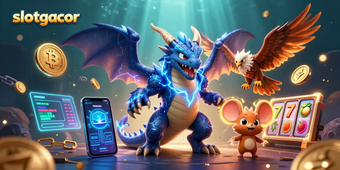 Spin the lucky slots with slotgacor elements and striking 3D dragons in an electrifying casino scene.