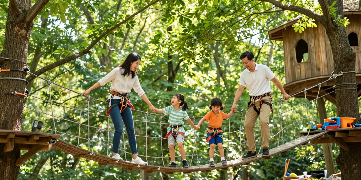Rope Bridge design bringing families together in an adventurous forest setting.