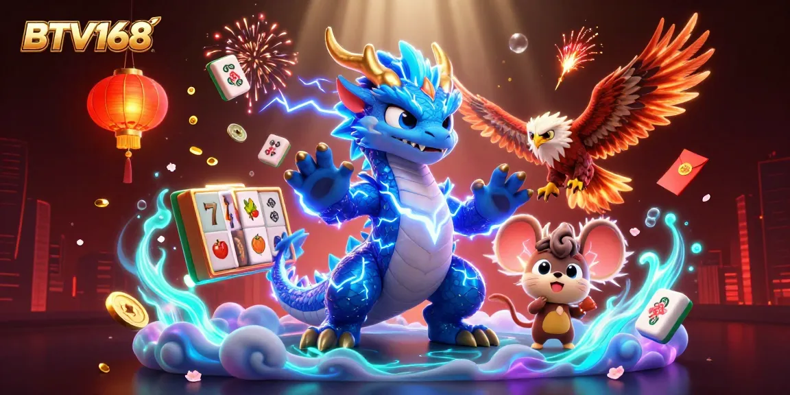 Experience thrilling wins at BTV168 with a vibrant 3D illustration of luck and games.