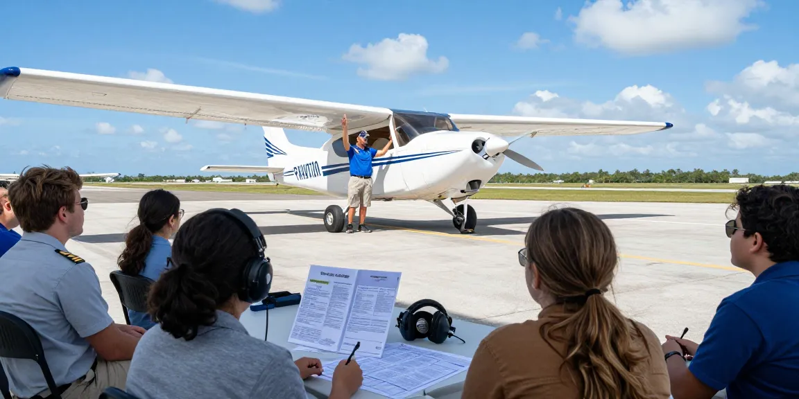 Students learning to fly at Pray Aviation Milton with an instructor in a single-engine aircraft.