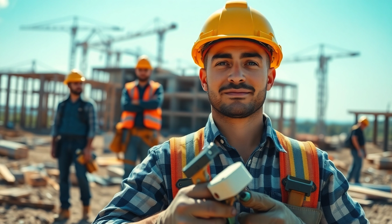 construction career in action with workers collaborating on a job site