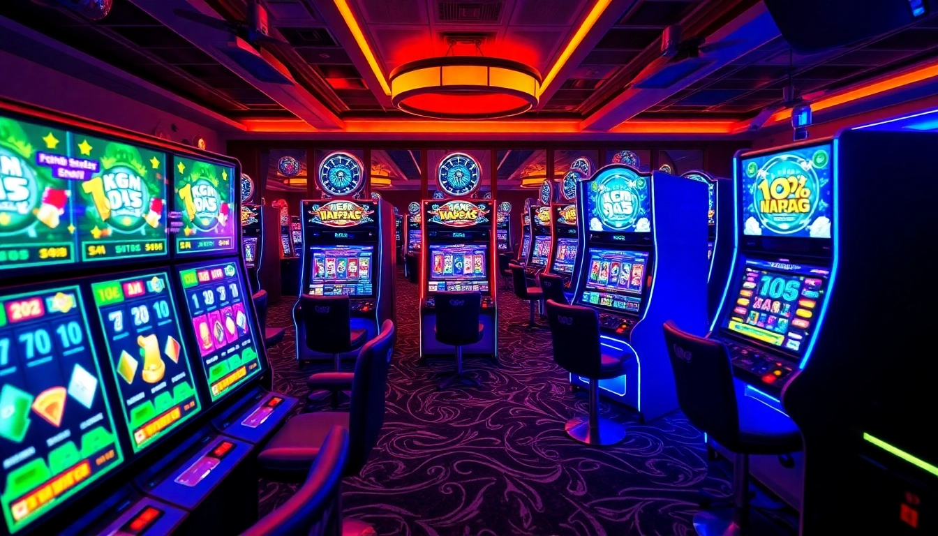 Kode4d slot vibrant gaming scene with interactive machines and players engaged in action