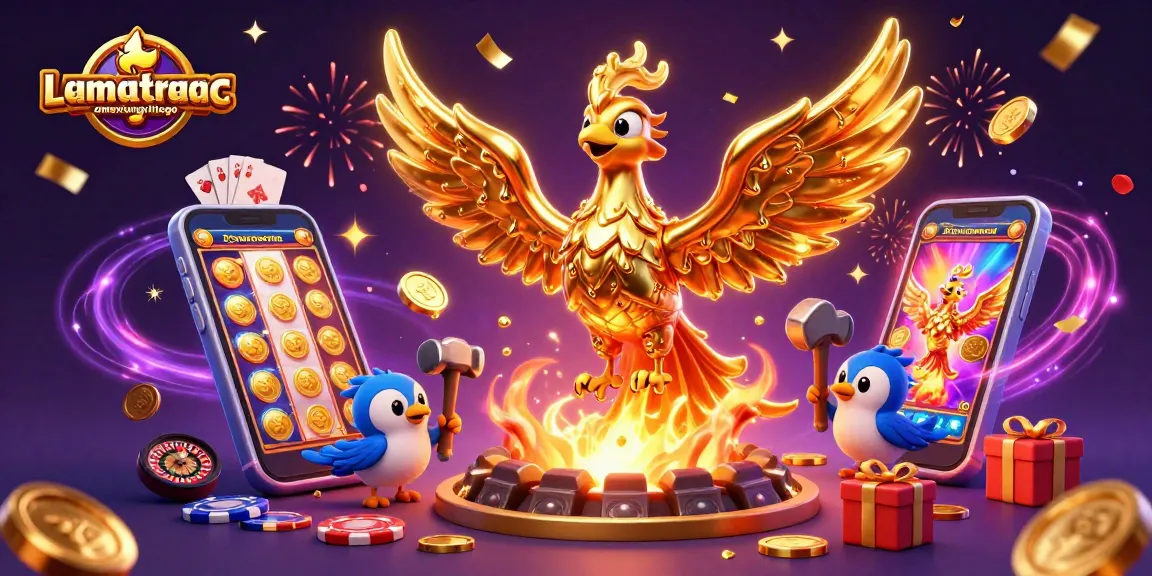 Engage in winning strategies with lamatracamexicangrilltogo's vibrant casino scene featuring a golden phoenix.