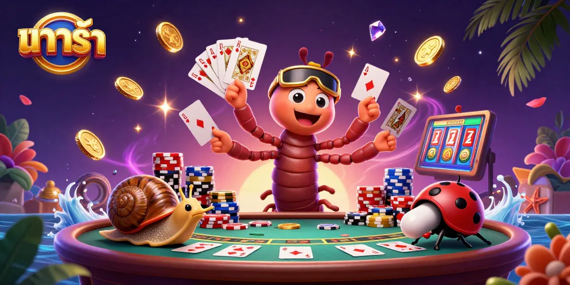 Experience baccarat excitement with a cartoon dealer fanning cards at a vibrant casino scene