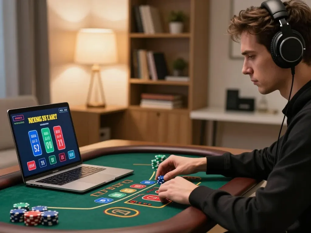 Engaging in a focused blackjack game at home, G28 experience with live dealer action.