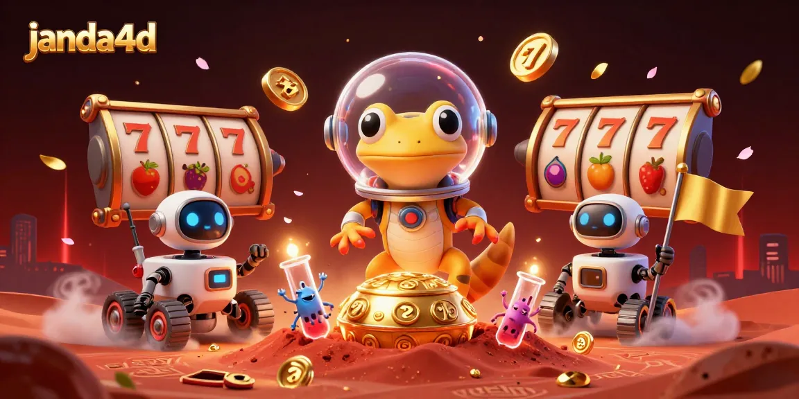 Permainan slot gacor janda4d dengan gecko Martian dan rintangan keajaiban di kasino emas.