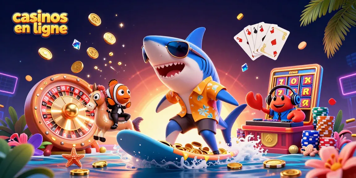 Jouez dans des casinos en ligne avec des personnages ludiques sur un fond coloré et riche.