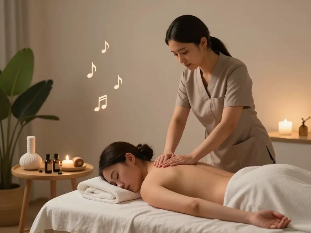Client enjoying a relaxing massage at https://www.makangs.com/ spa, featuring soothing ambiance and expert therapist.