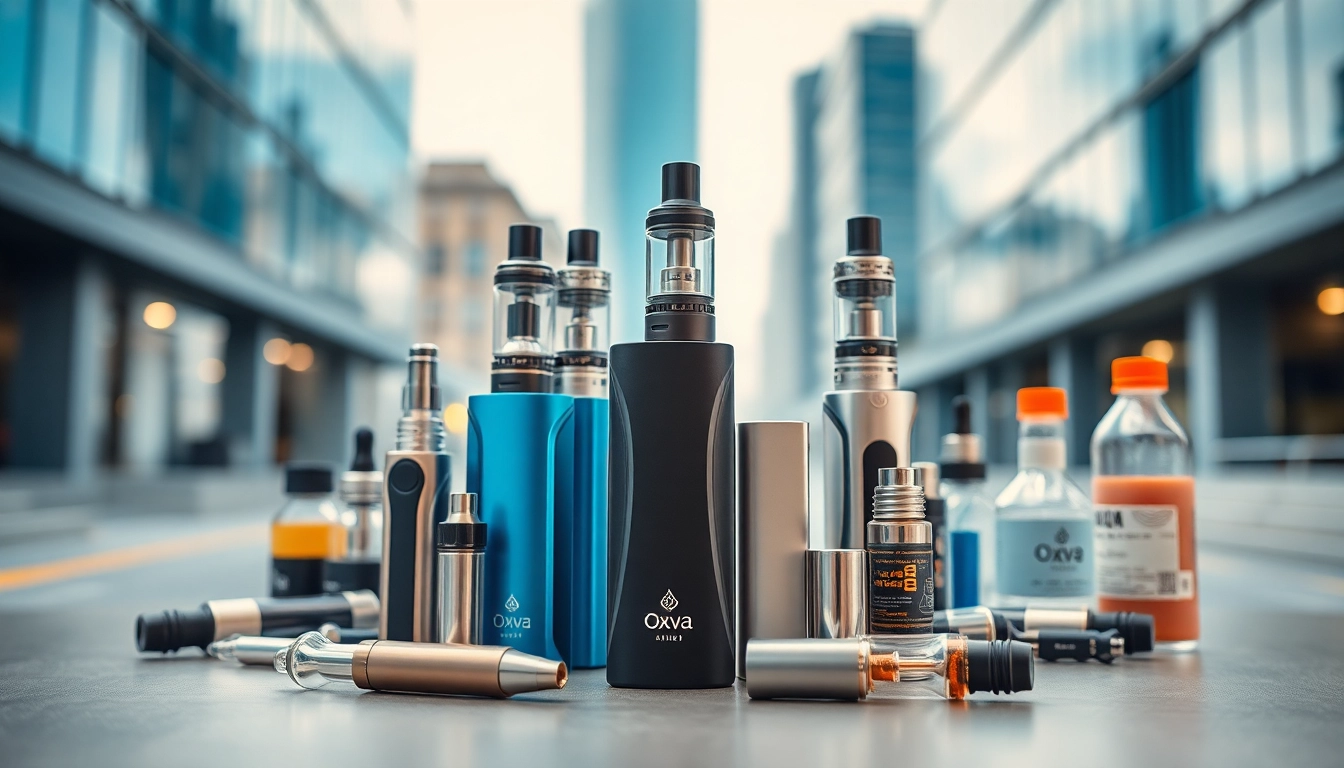 Entdecken Sie die neuesten Oxva Vape-Geräte in einem modernen, urbanen Setting.