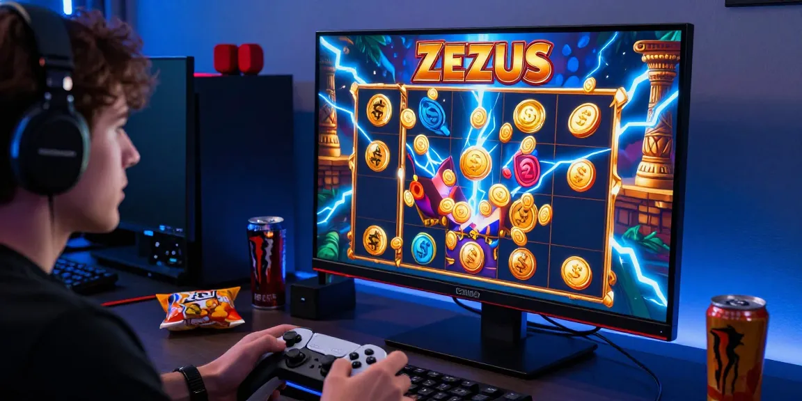 Experience slot zeus excitement with vibrant gaming atmosphere, colorful graphics, and immersive setup.