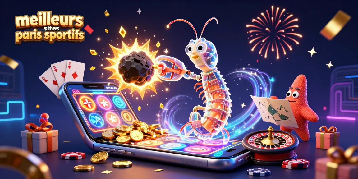 Vivez l'excitation des meilleurs sites de paris sportifs avec une illustration dynamique de jeux de casino et de paris sportifs.