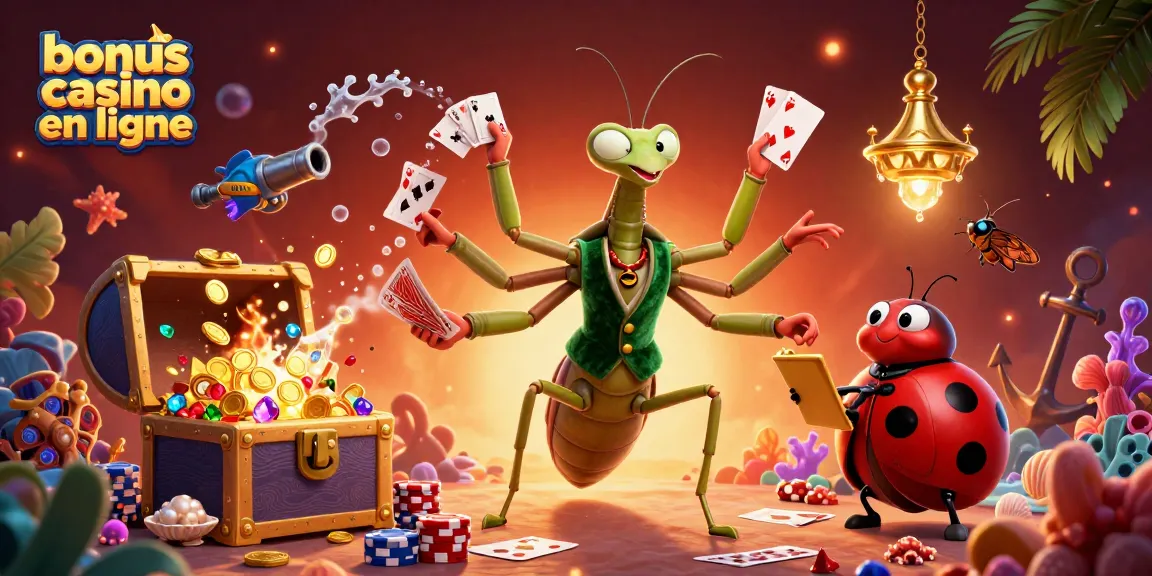 Profitez des bonus casino en ligne avec une illustration dynamique de personnages animés dans un univers ludique.