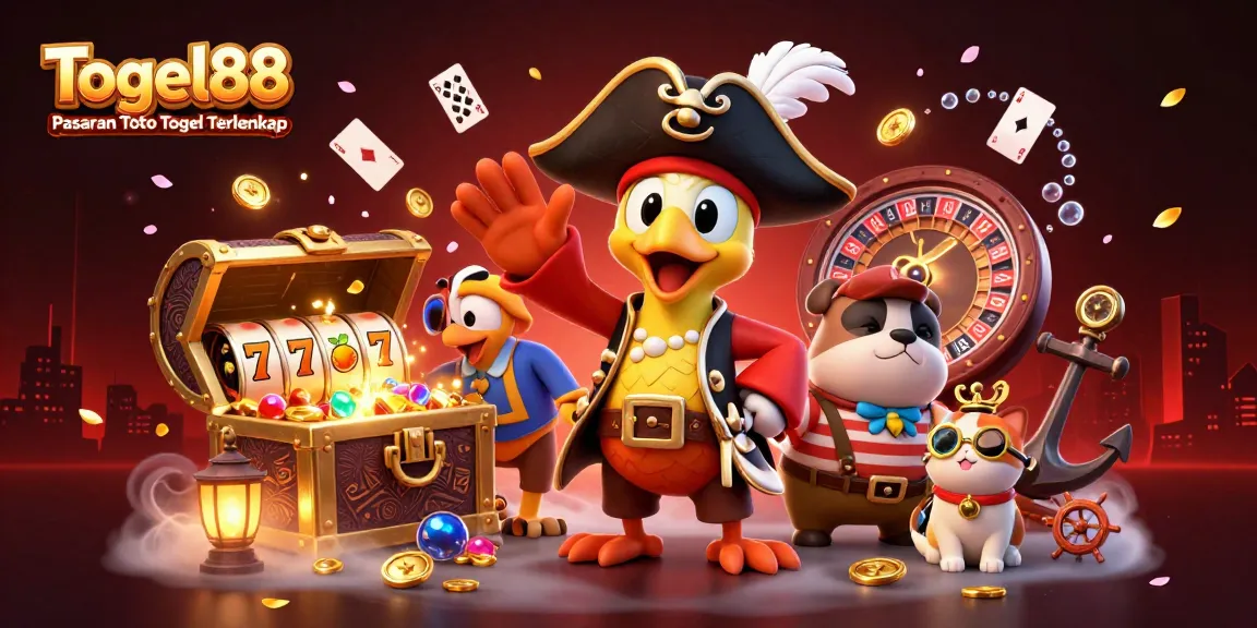 Play and win at Togel88 Pasaran Toto Togel Terlengkap with a dynamic 3D illustration featuring exciting gambling elements.