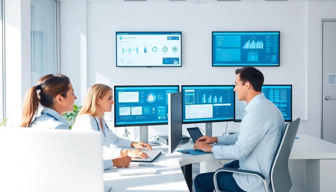IT Services for Healthcare Tampa office environment with professionals managing electronic health records.