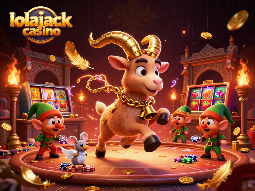 Experience the festive fun at lolajack casino with mischievous gremlins stealing chips in a dynamic scene.