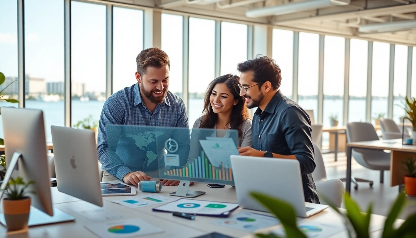 SEO Agency Clearwater team collaborating in a vibrant modern workspace.