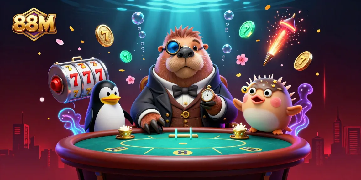 Play poker with 88M in a vibrant underwater casino featuring colorful characters and dynamic elements.