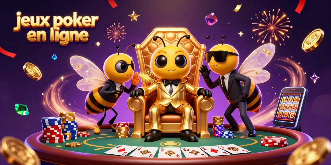 Jouez aux jeux poker en ligne avec des personnages en 3D autour d'une table de poker animée.