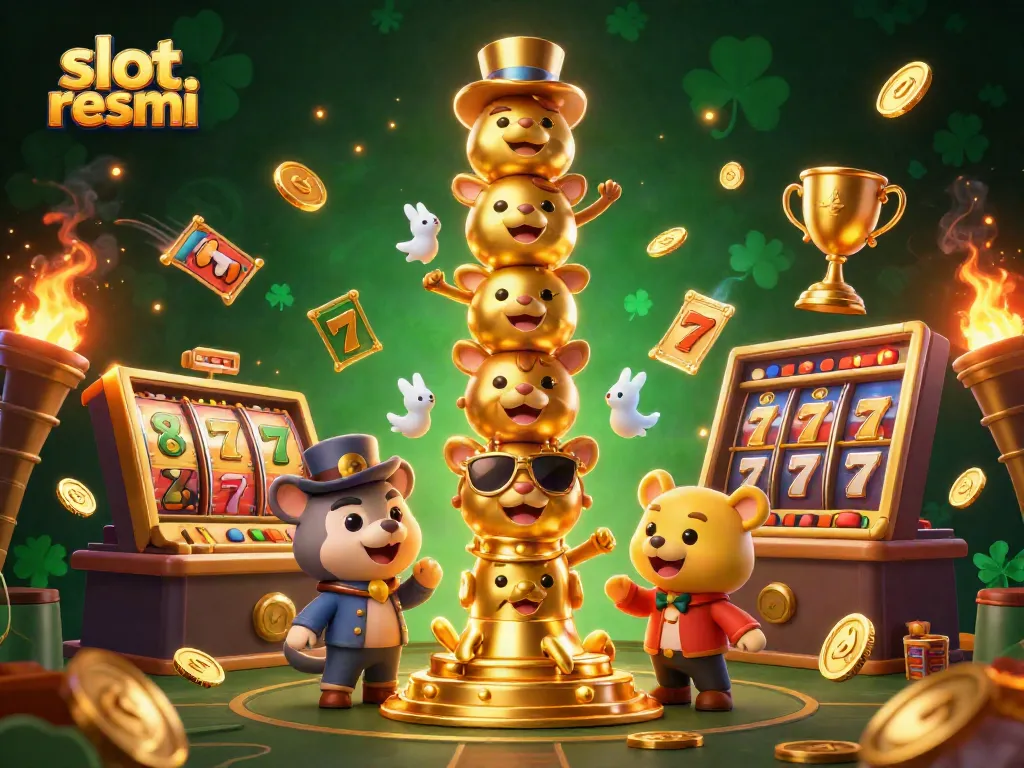 Experience the thrill of playing slot resmi with vibrant characters and rich casino elements in this engaging illustration.