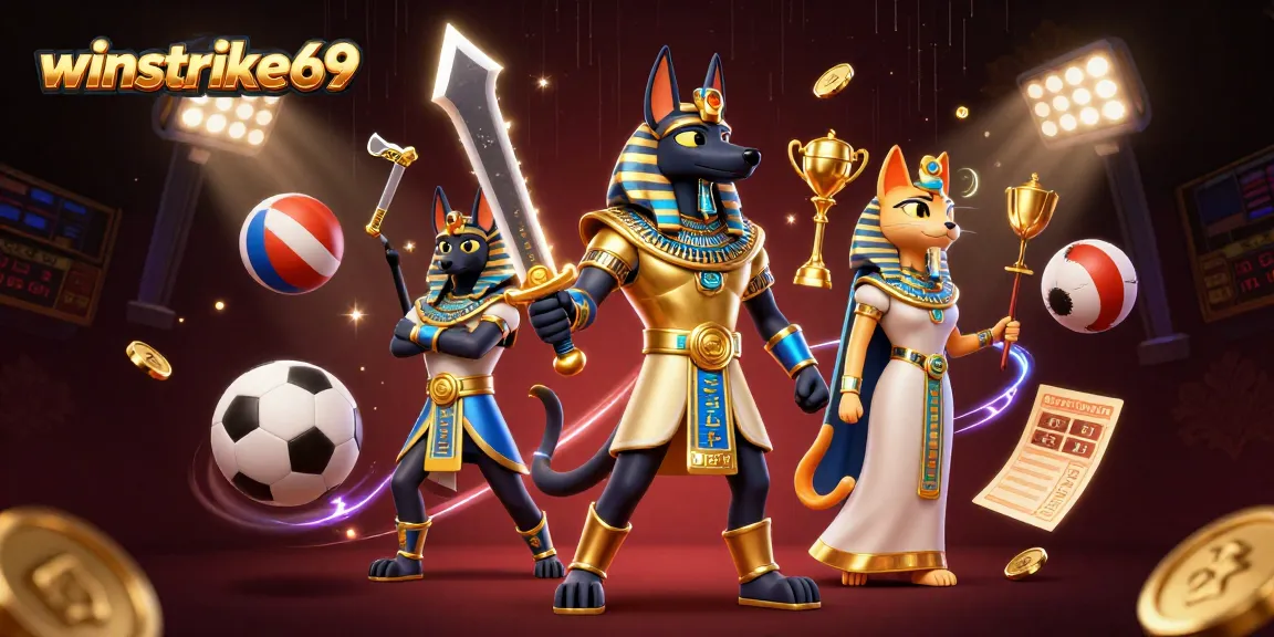 Experience winstrike69's thrilling action with vibrant characters and dynamic sports elements in a casino scene.