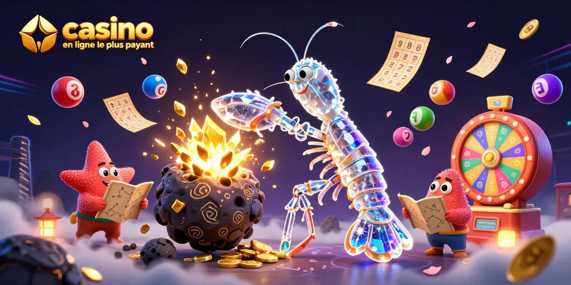 Découvrez le casino en ligne le plus payant à travers une illustration dynamique de personnages 3D et éléments ludiques.