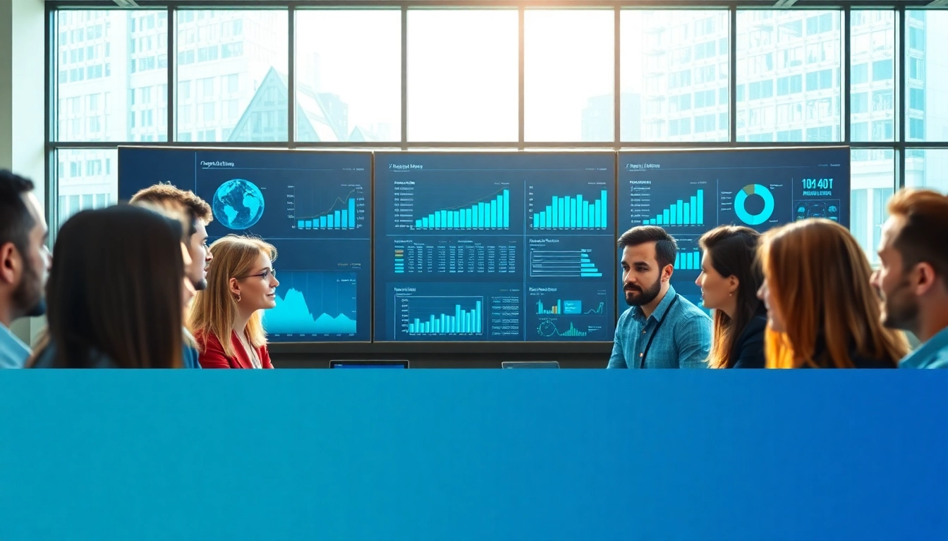 CloudWalk team collaborating in a modern office, showcasing data analytics.