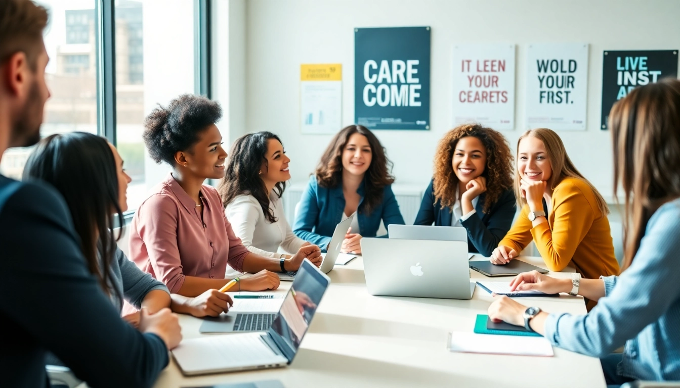 Find my true calling in a vibrant career brainstorming session with diverse professionals.