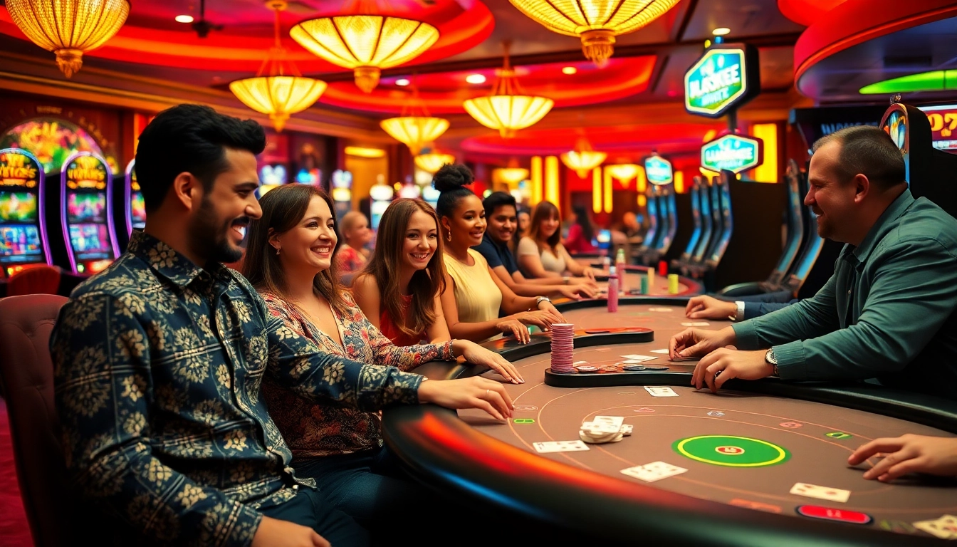 Spieler genießen den casino bonus ohne einzahlung neu in einem bunten Kasino mit lebhaften Spielen.