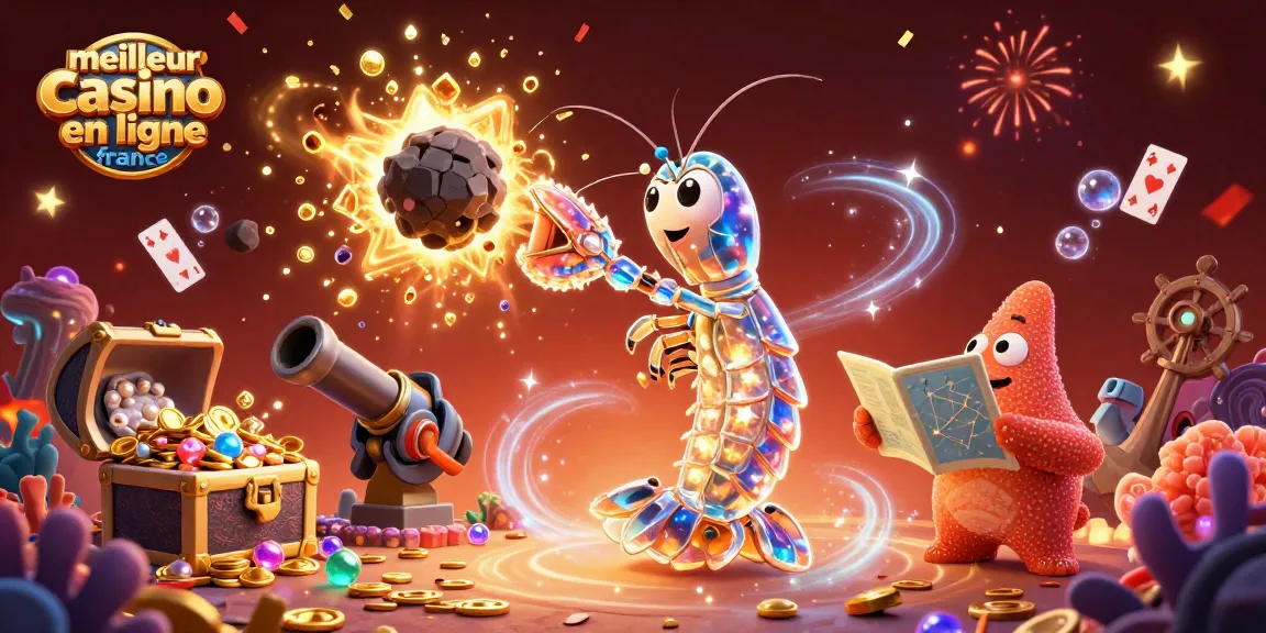 Vivez l'univers du meilleur casino en ligne France avec cette scène festive remplie de jeux et de trésors.
