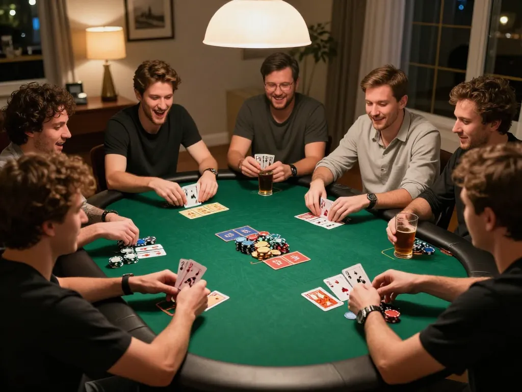 Exciting moments at a home poker night with engaging gameplay showcasing casino americani online strategy.