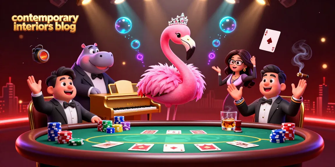 Catch the excitement of a casino night with the contemporary interiors blog, showcasing vibrant 3D illustrations.