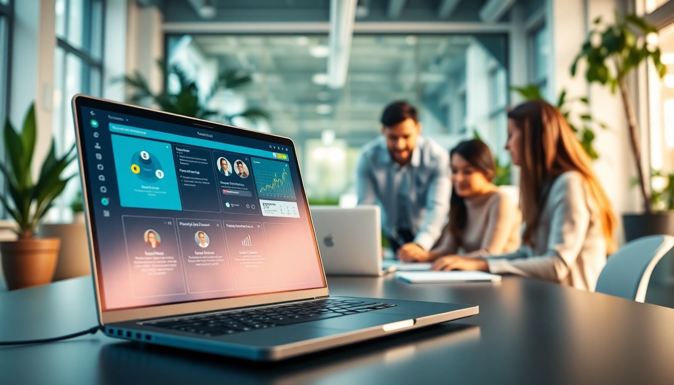 Showcasing an enterprise assistant platform facilitating team collaboration in a modern workspace.
