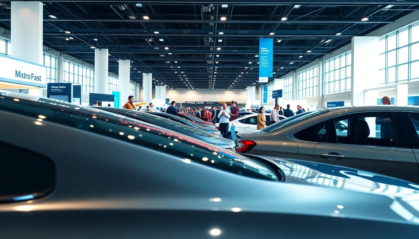 Attendees engaging at an impressive auto cars show featuring new vehicle models.