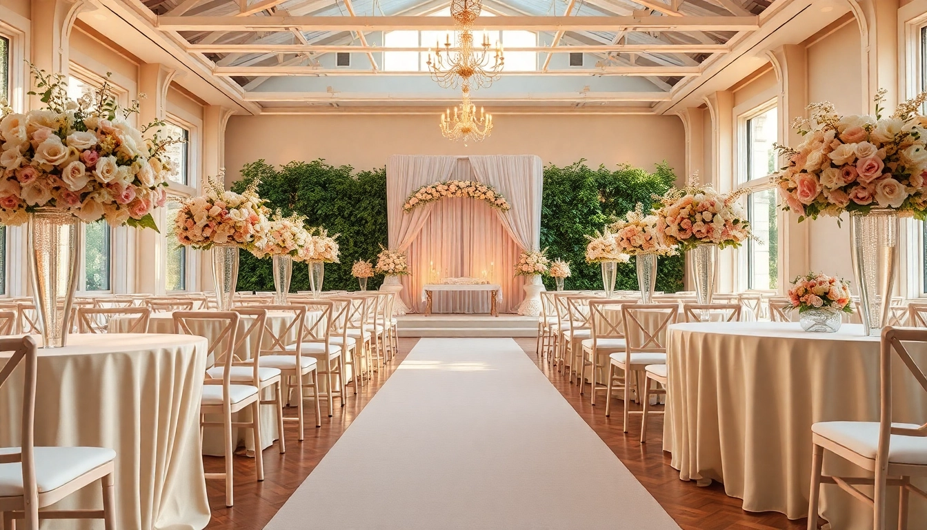Beautiful wedding event space Jacksonville with elegant decor and floral arrangements.