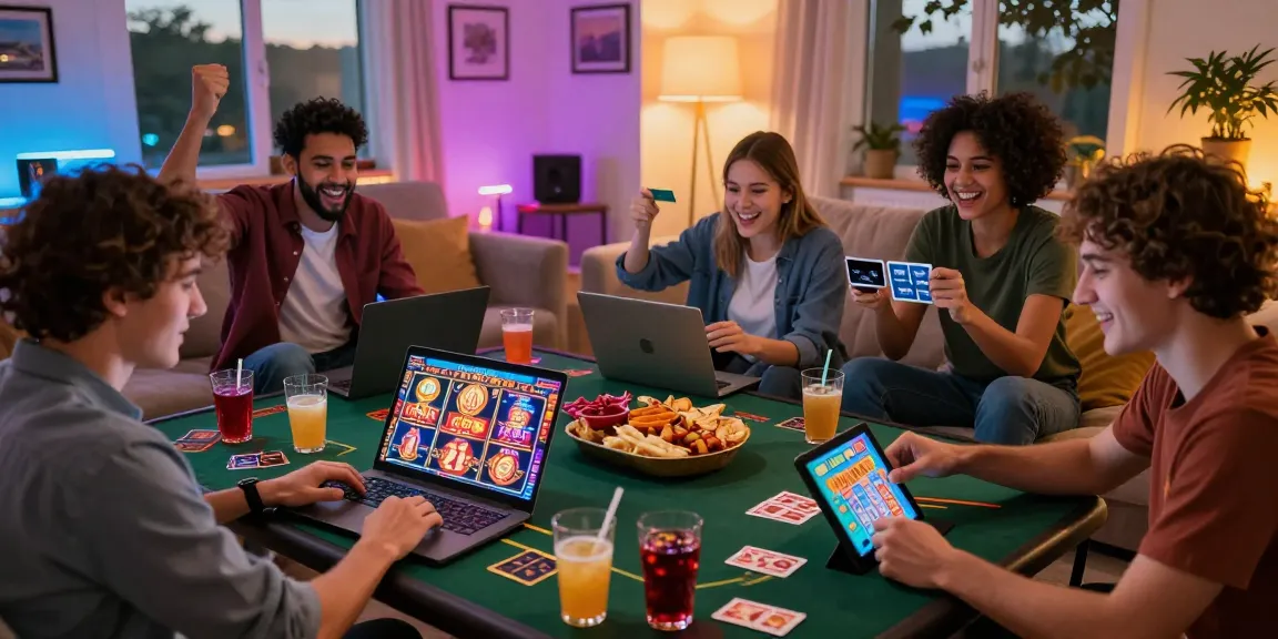 Players enjoying new credit card casinos in a vibrant and cozy gaming scene.