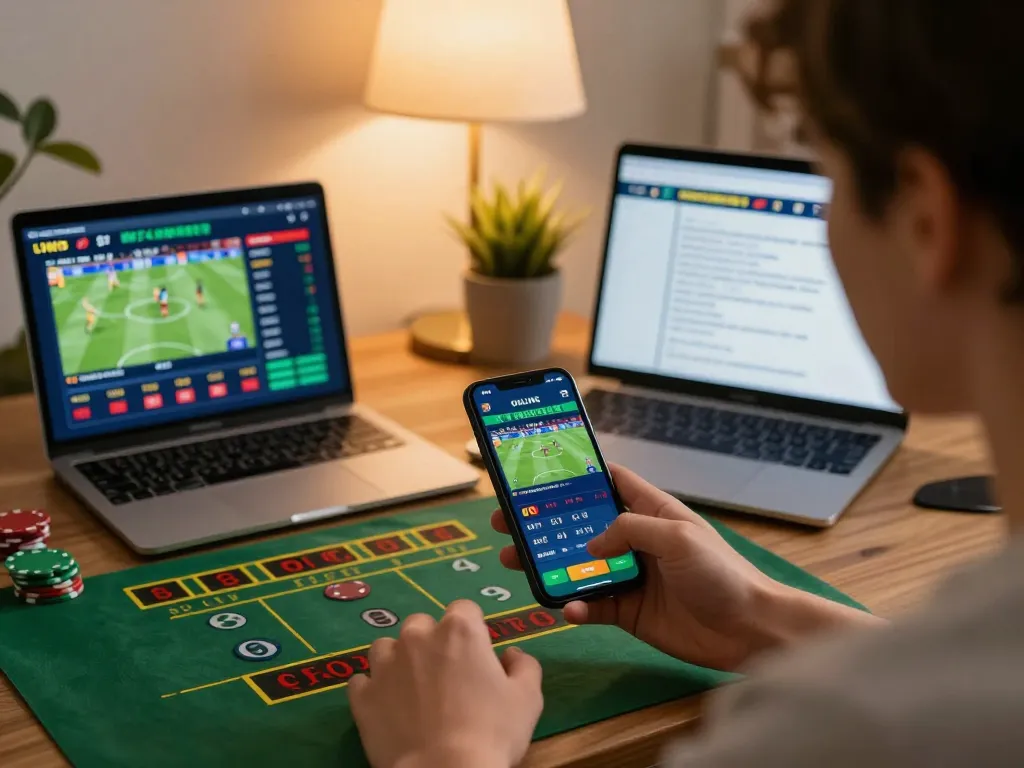 Engaging moment of betting on Canada online casinos reddit app, showing live odds on smartphone while planning strategies.