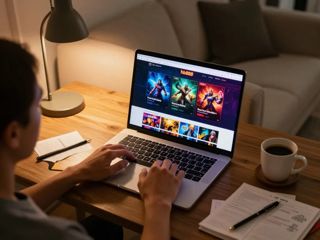 Engaging with hb888 online casino app while enjoying a cozy gaming setup at home