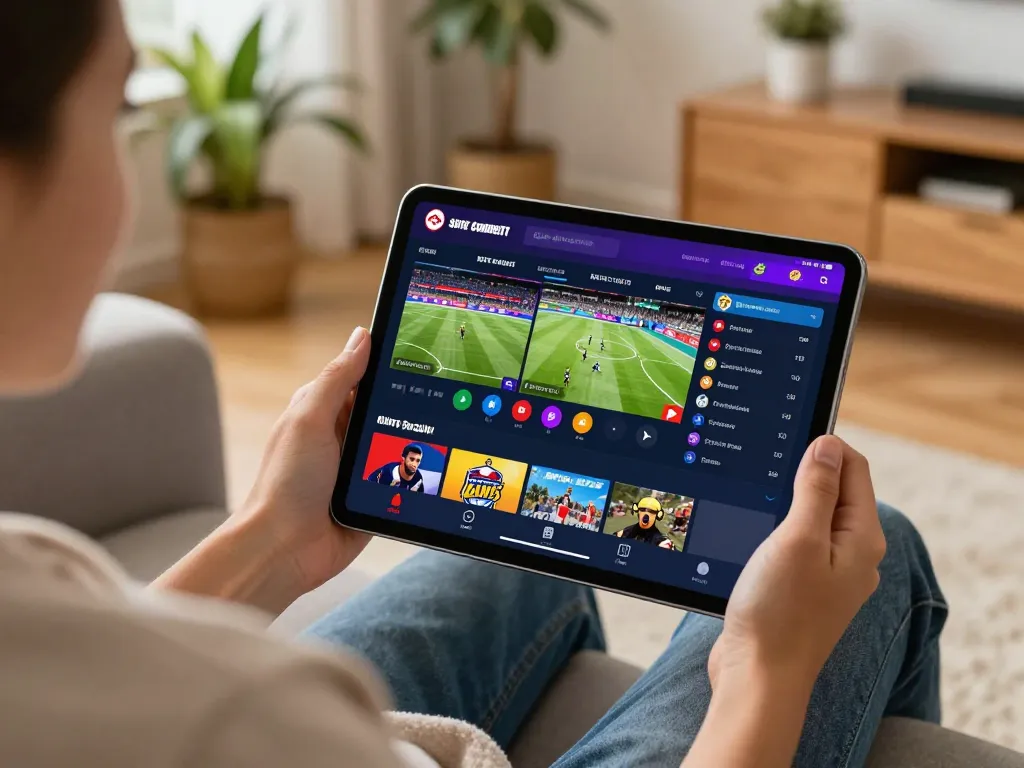 Sitting on the couch, using siti scommesse esteri app for live sports betting.