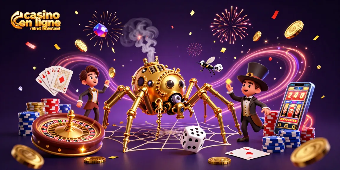 Jouez au casino en ligne retrait instantané avec cette illustration dynamique de l'univers du jeu.