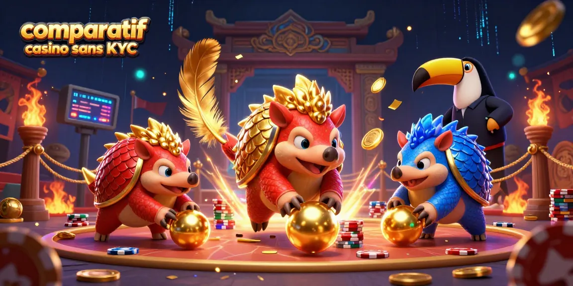 Comparatif casino sans KYC, rivalité entre pangolins dans une illustration dynamique de casino