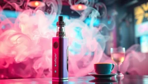 Elfbar zeigt einzigartiges Design und lebendige Farben in einem modernen Kaffeestil.