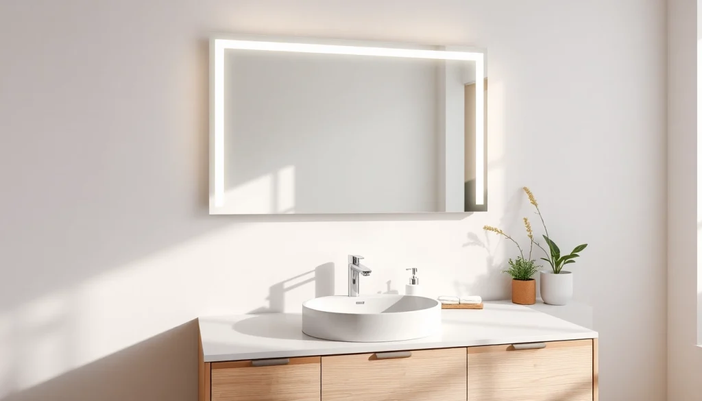 Révélez votre style avec le miroir LED sirhona France dans un cadre moderne de salle de bain.