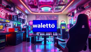 Menggugah semangat dengan tampilan gaming walettoto dalam lingkungan modern yang futuristik.